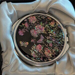 NIB Floral metal compact mirror from Korea
